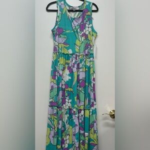 Floral Dress in Teal and Purple
